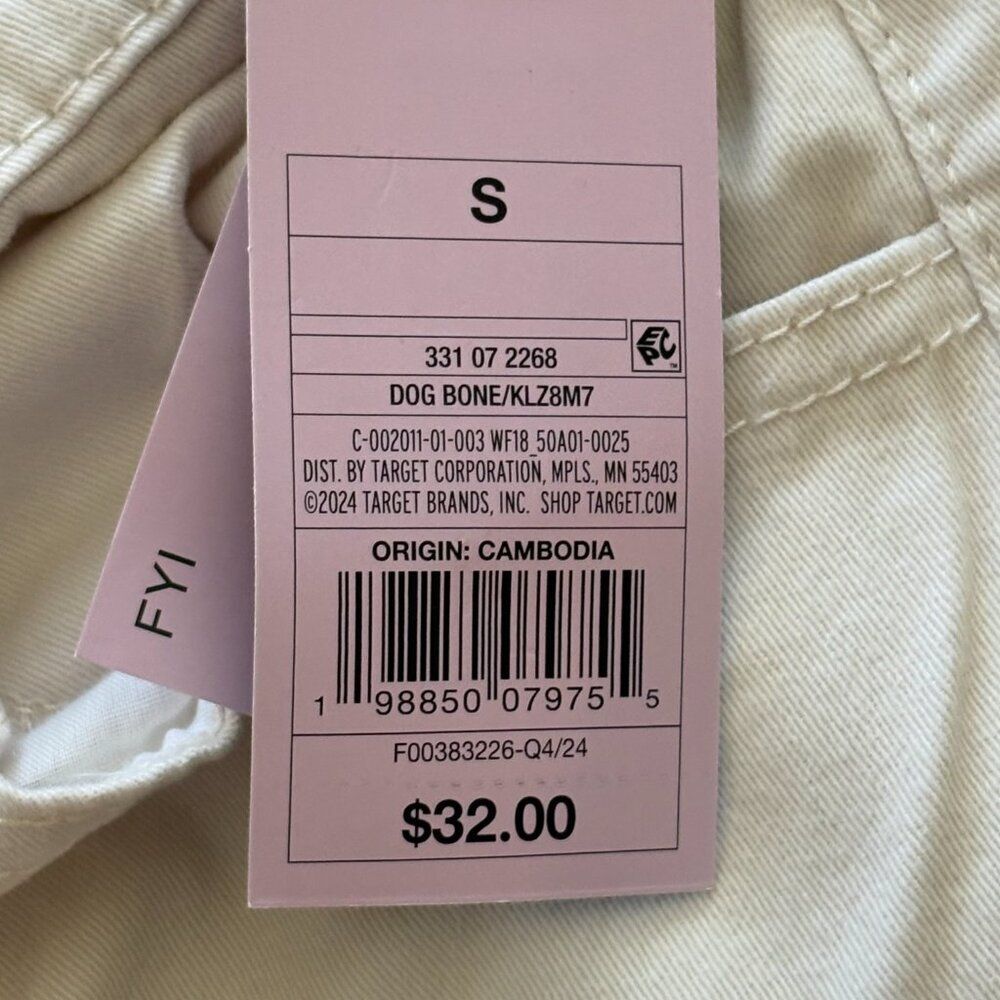 Wild Fable Wide Leg Tapered at Ankle Cargo Pants Cream Size Small NWT - Picture 6 of 9